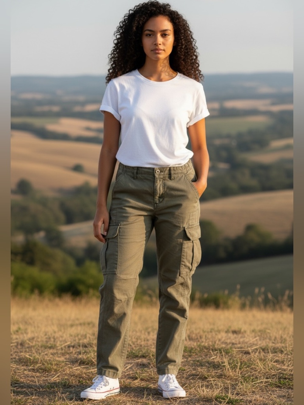 Free People Wild Nothing Cargo
Pants Khaki Green in Size 2  - 100% Cotton